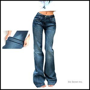 Vintage Flare Jeans Y2K Bootcut Mid-Rise Stretch Denim Retro Streetwear
